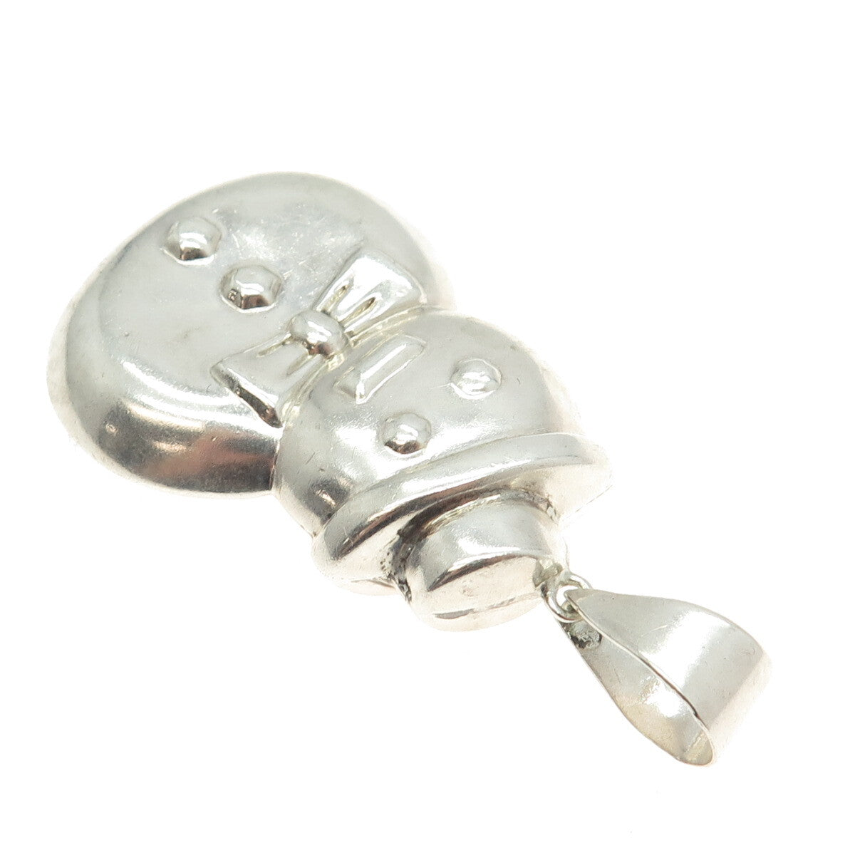 925 Sterling Silver Vintage Snowman Puffy Pendant