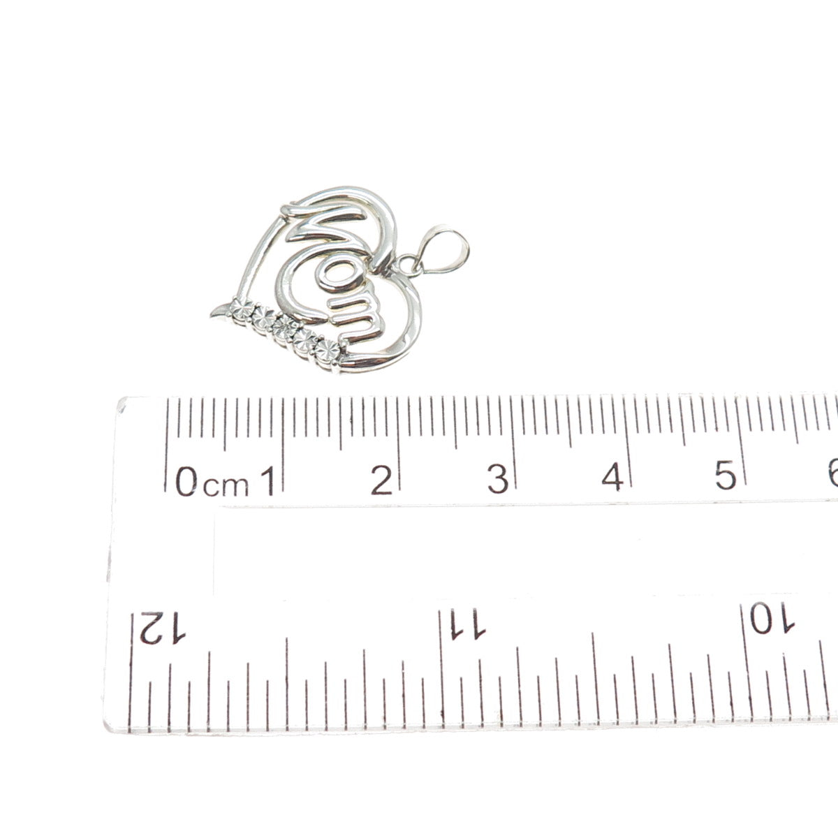 RICHLINE 925 Sterling Silver 2-Tone Real Diamond Mom Heart Mini Charm Pendant