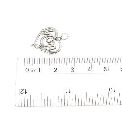 RICHLINE 925 Sterling Silver 2-Tone Real Diamond Mom Heart Mini Charm Pendant