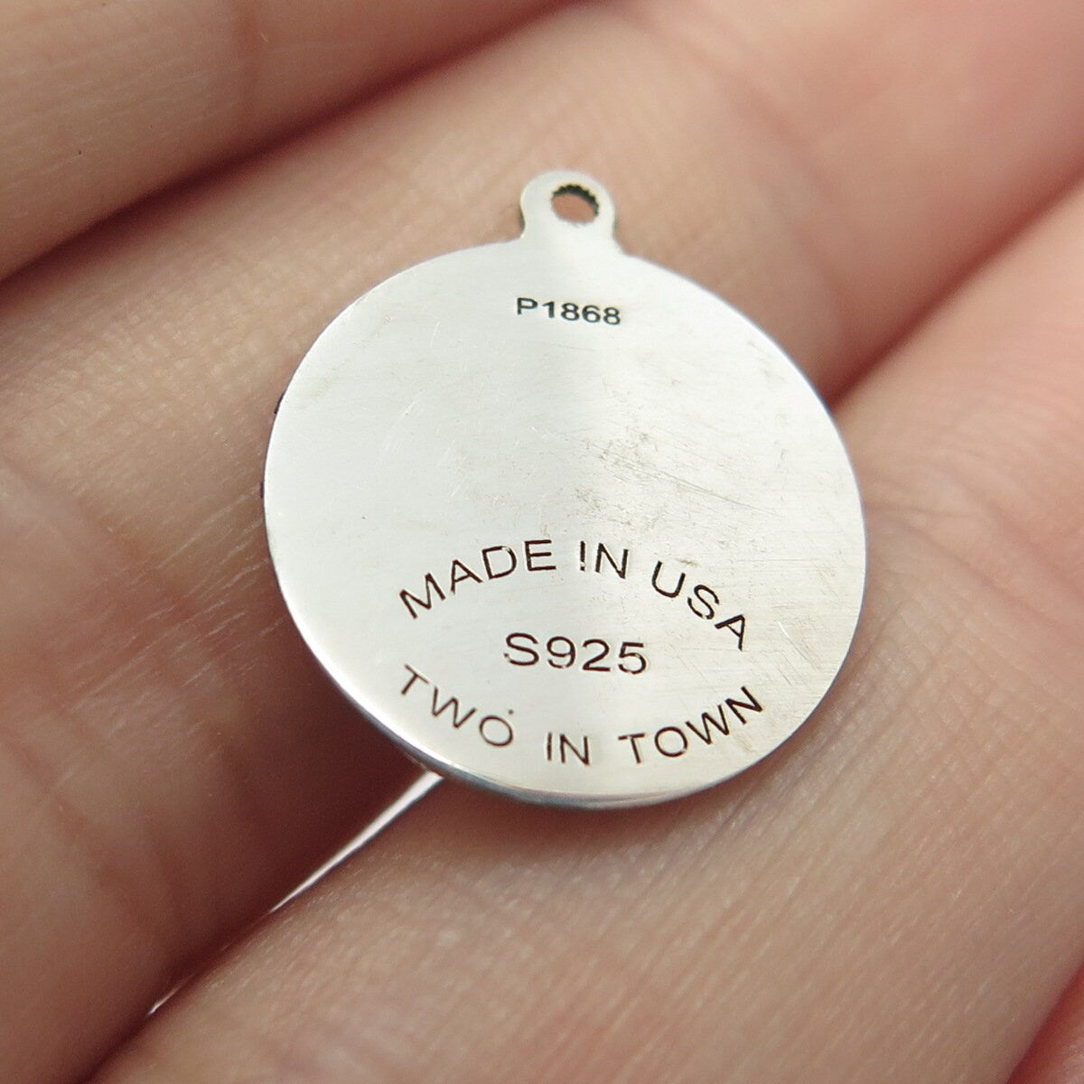 925 Sterling Silver USA Two In Town Weasel Charm Pendant