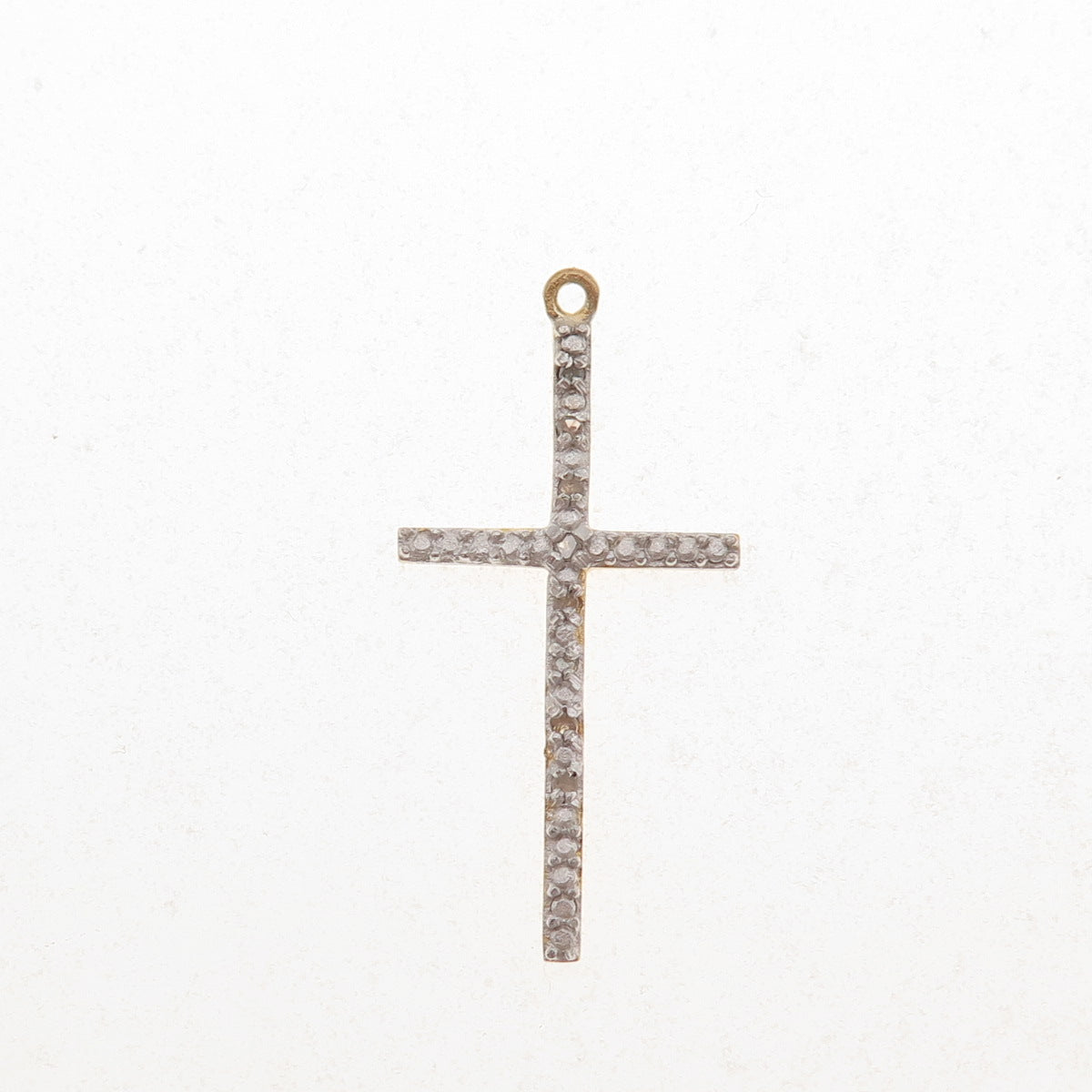 DBJ Dee Berkle Sterling Silver Gold Plated Real Round-Cut Diamond Cross Pendant