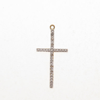 DBJ Dee Berkle Sterling Silver Gold Plated Real Round-Cut Diamond Cross Pendant