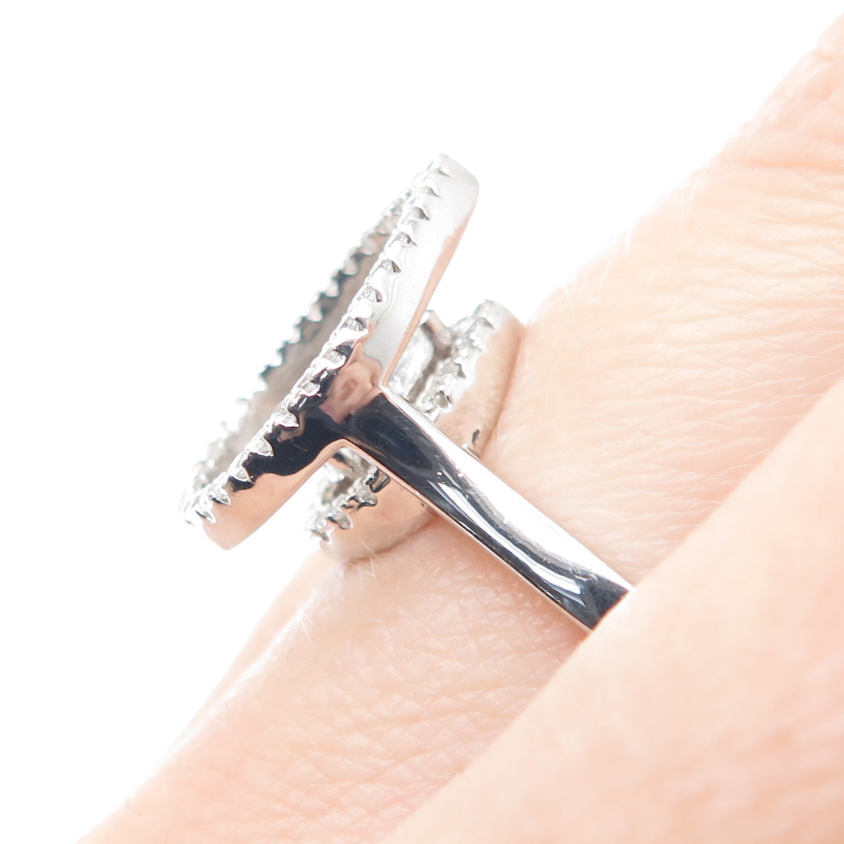 925 Sterling Silver Pear & Round-Cut C Z Teardrop Promise Ring Size 8