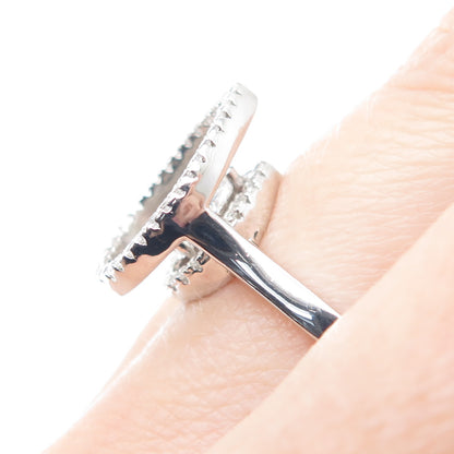 925 Sterling Silver Pear & Round-Cut C Z Teardrop Promise Ring Size 8