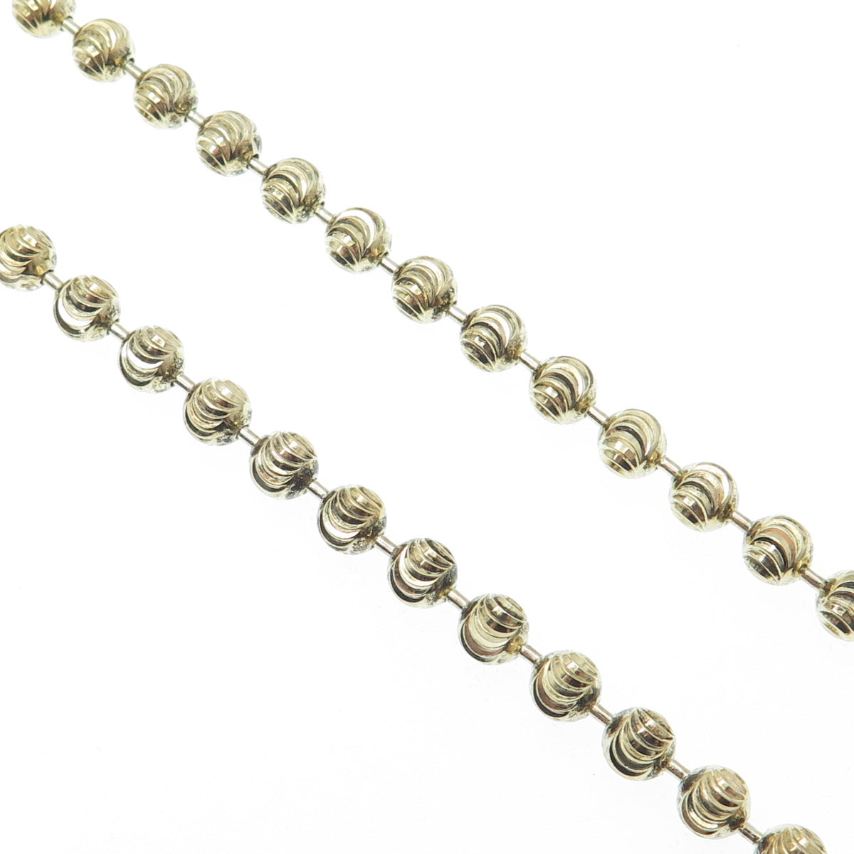 925 Sterling Gold Plated BSI Italy Diamond-Cut Ball Beaded Chain Necklace 24"