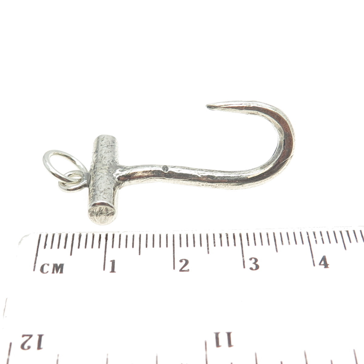 925 Sterling Silver Vintage Hook / Letter "J" Pendant