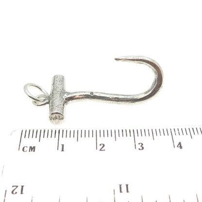 925 Sterling Silver Vintage Hook / Letter "J" Pendant
