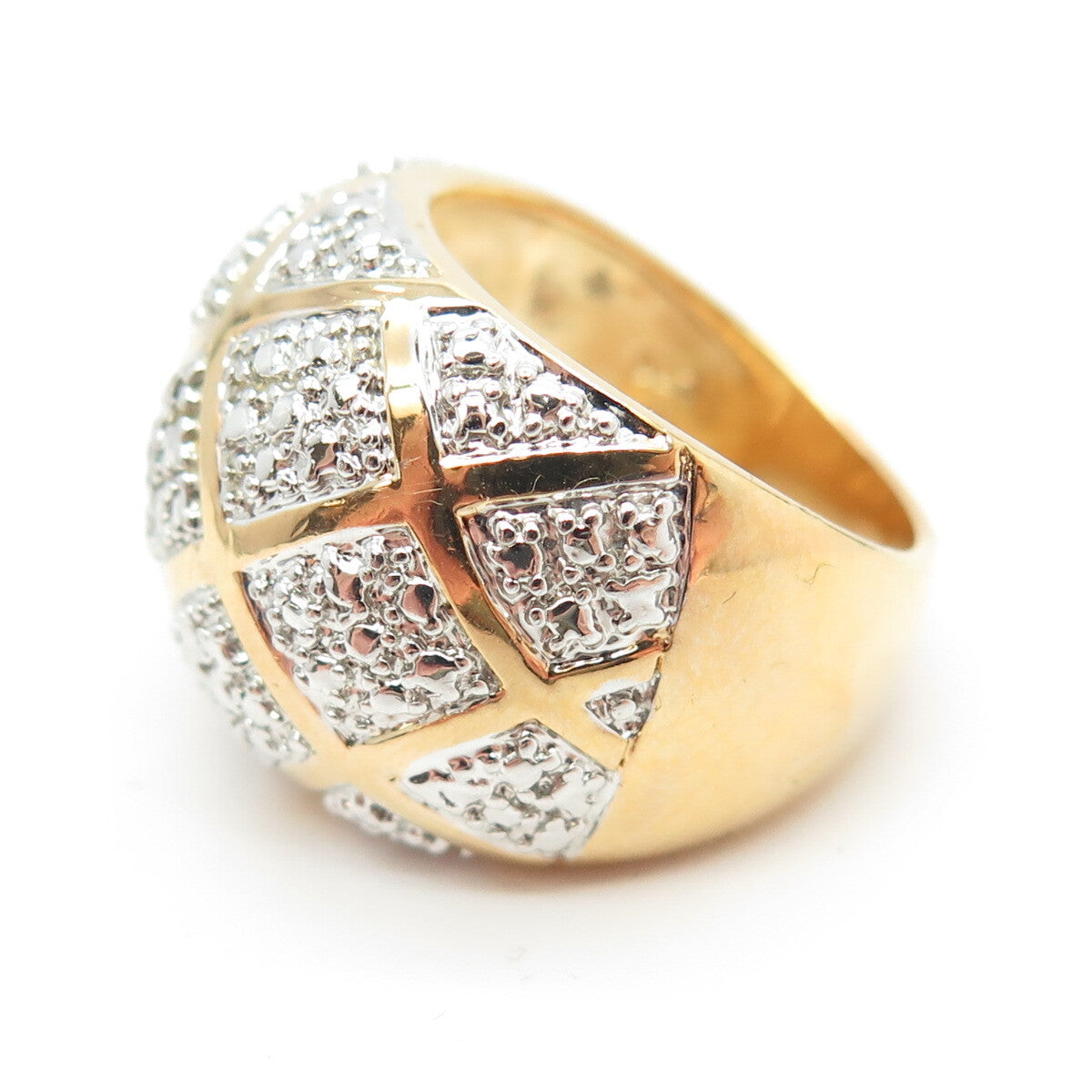 ROSS SIMONS 925 Sterling Silver 2-Tone Real White Diamond Accent Ring Size 6.25