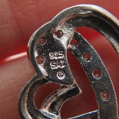 925 Sterling Silver Round-Cut C Z Heart Minimalist Slide Pendant