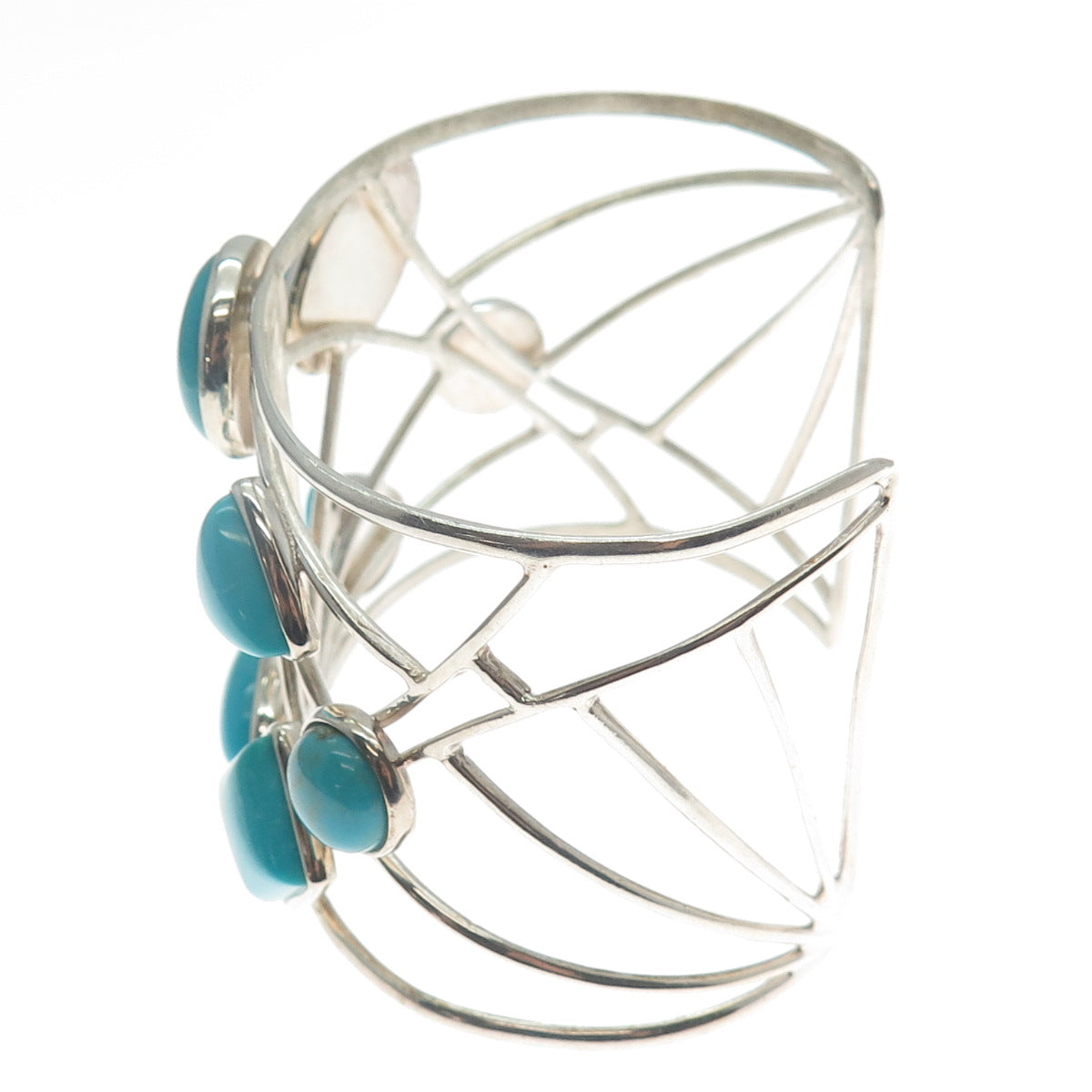 JAY KING DESERT ROSE Sterling Vintage Tyrone Turquoise Adjustable Bracelet 7"