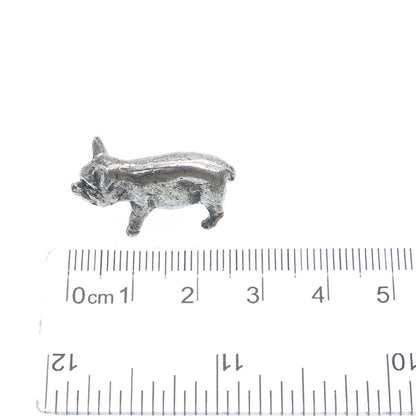 925 Sterling Silver Vintage Little Pig Oxidized 3D Miniature