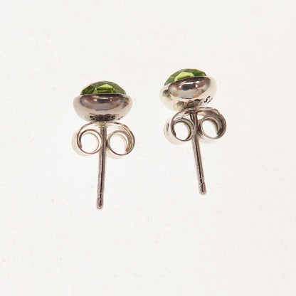 Pandora 925 Sterling Silver Real Peridot August Birthday Blooms Stud Earrings