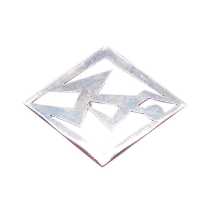 STELLA POPOWSKI Sterling Silver Vintage Mexico Abstract Man Oxidized Pin Brooch