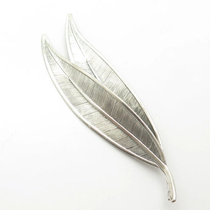 925 Sterling Silver Vintage Beau Leaf Floral Pin Brooch