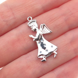 Griffith & Sons Sterling Silver Vintage Enamel Boy Guardian Angel Charm Pendant