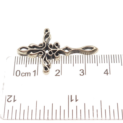 925 Sterling Silver Vintage Cross Oxidized Slide Charm Pendant