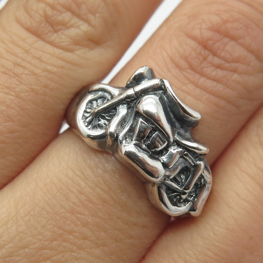 925 Sterling Silver Vintage Motorbike Ring Size 8.25