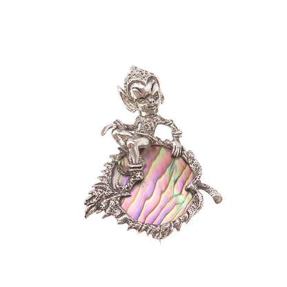 Cassini Cyvra Sterling Silver Vintage Real Abalone Shell Pixie Fairy Pin Brooch
