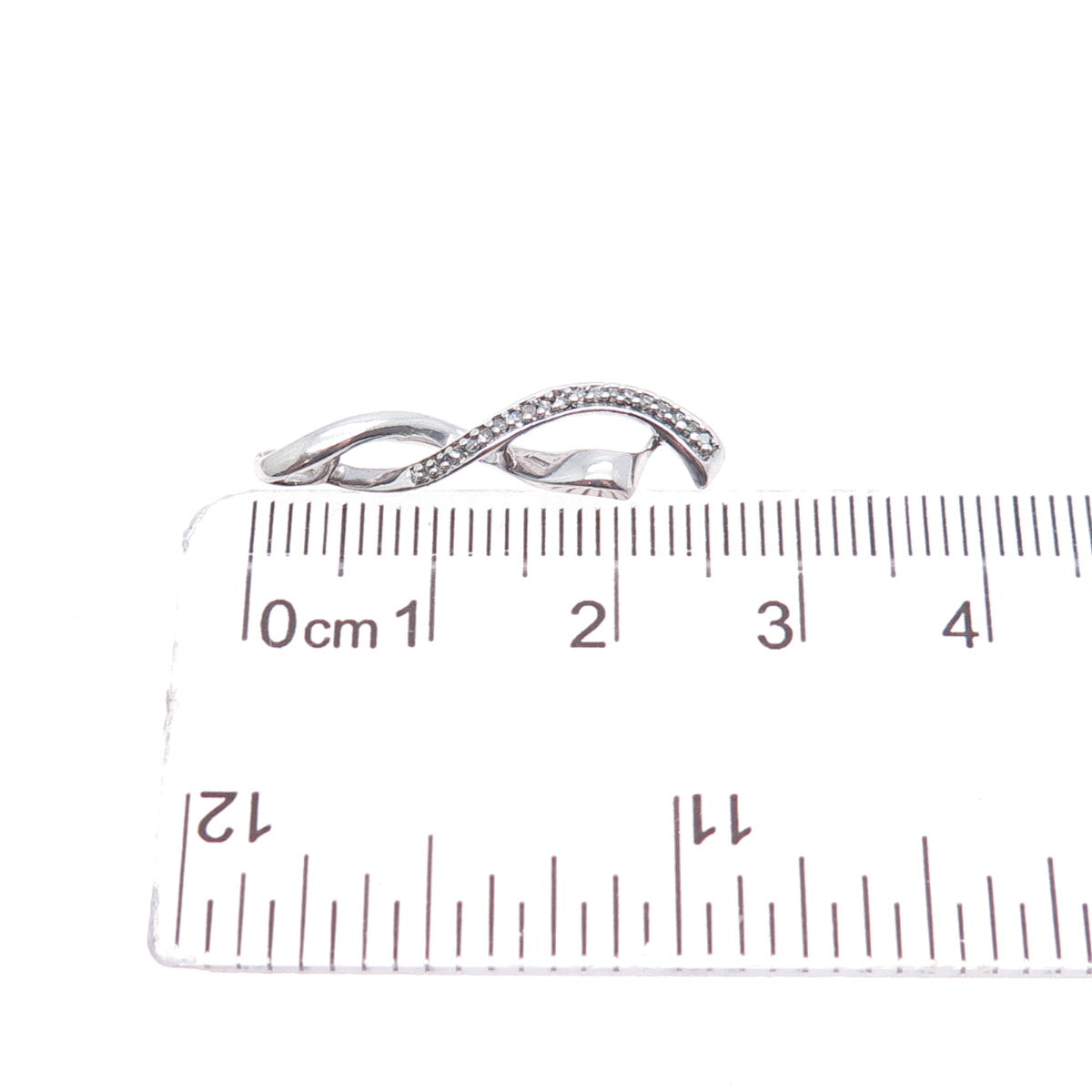 JANE SEYMOUR 925 Sterling Silver Real Diamond Twisted Ribbon Slide Charm Pendant