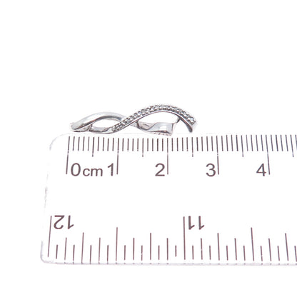 JANE SEYMOUR 925 Sterling Silver Real Diamond Twisted Ribbon Slide Charm Pendant