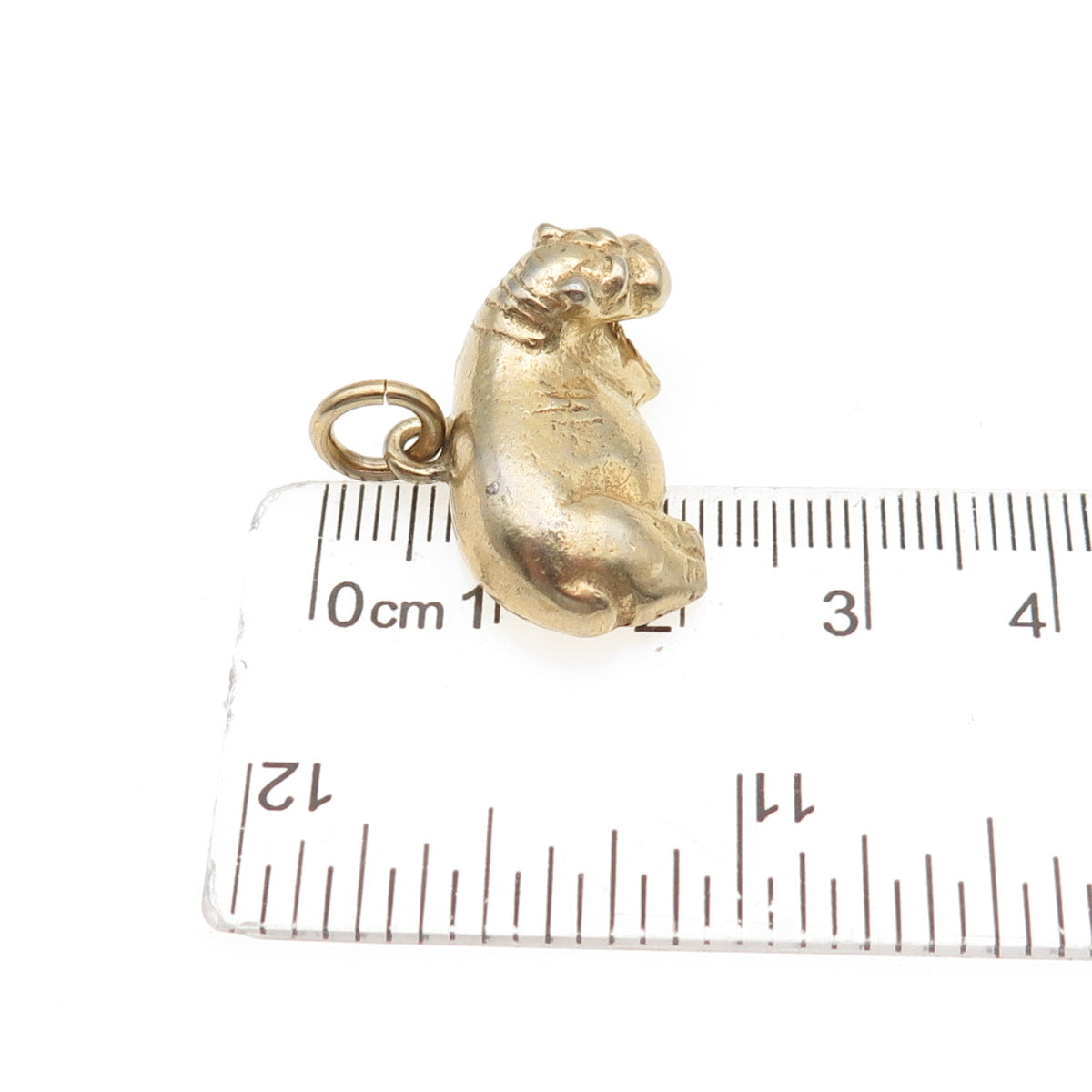 925 Sterling Silver Gold Plated Vintage Hippopotamus Charm Pendant