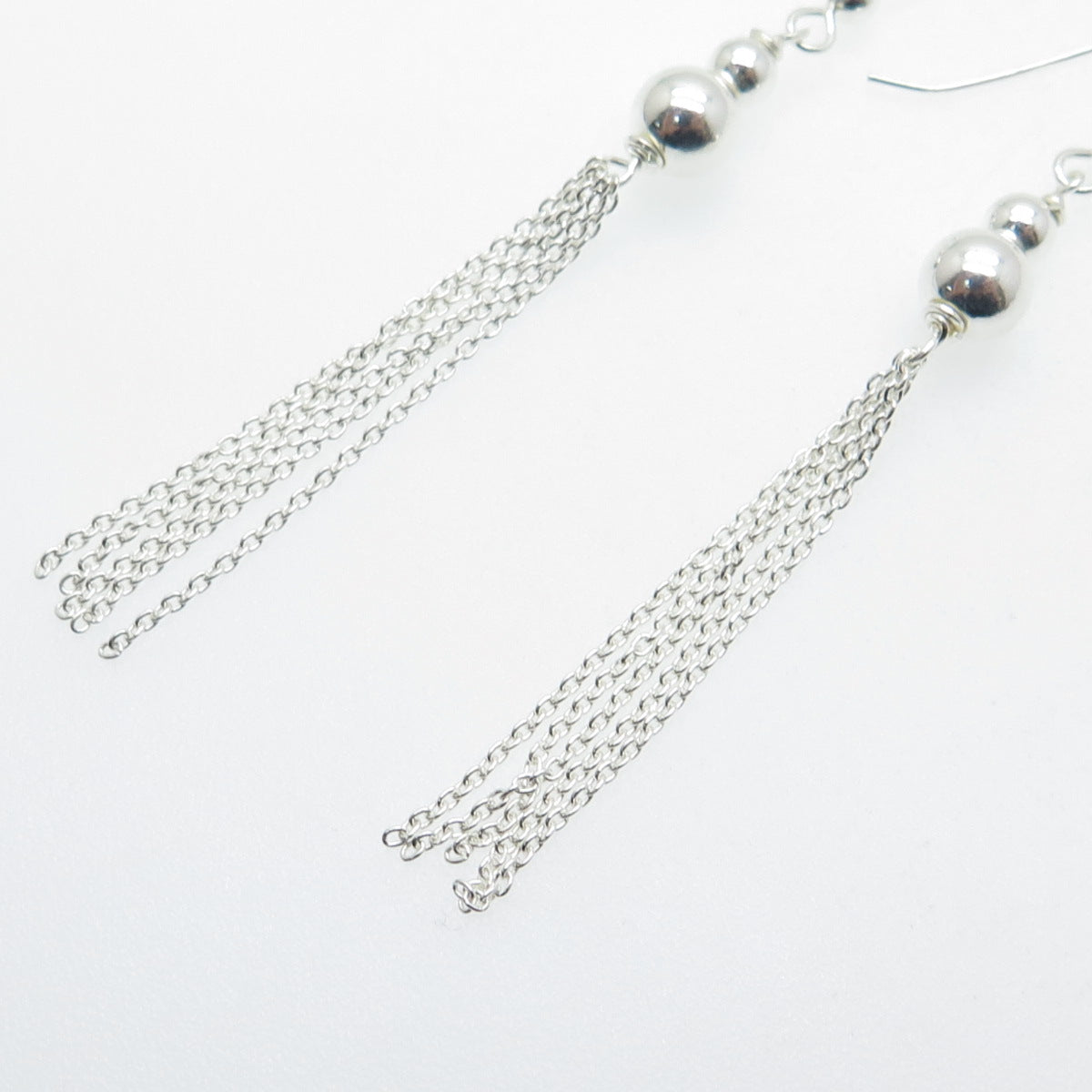 925 Sterling Silver Tassel Chain Drop Earrings