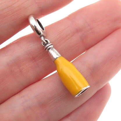 925 Sterling Silver Enamel Corona Extra Beer Dangle Slide Charm