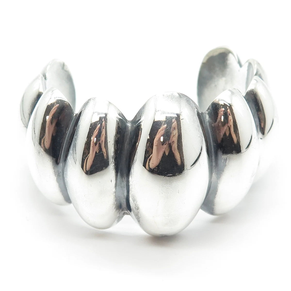 925 Sterling Silver Vintage Mexico Graduated Heavy Adjustable Bracelet 6"