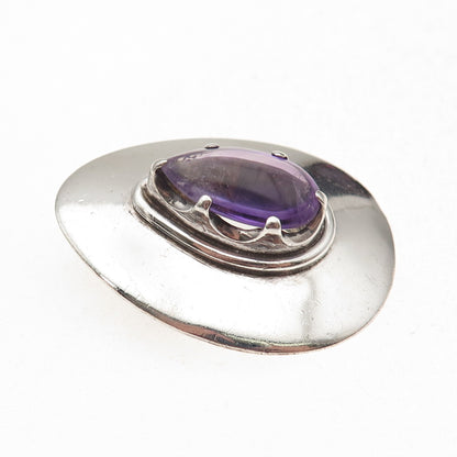 Los Ballesteros 925 Sterling Silver Vintage Mexico Amethyst Pin Brooch / Pendant