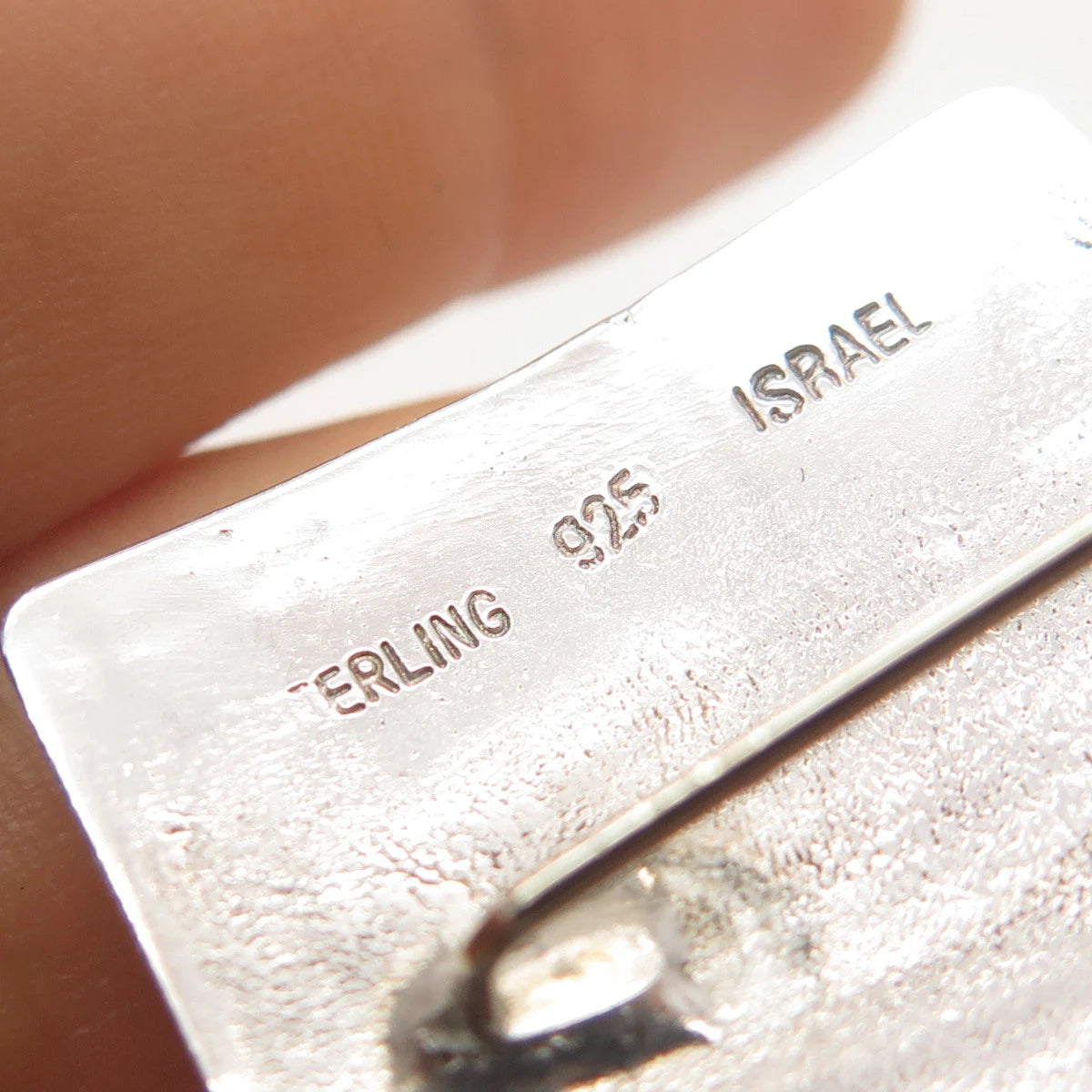 925 Sterling Silver Vintage Israel Textured Square Lapel Pin