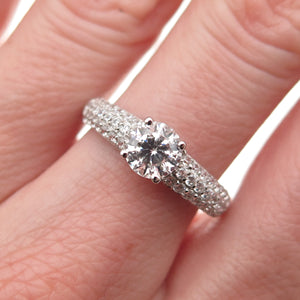 925 Sterling Silver Round-Cut C Z Engagement Ring Size 8