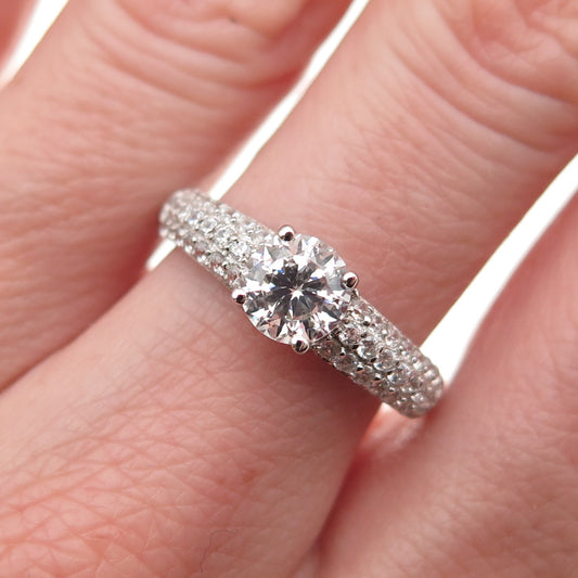 925 Sterling Silver Round-Cut C Z Engagement Ring Size 8