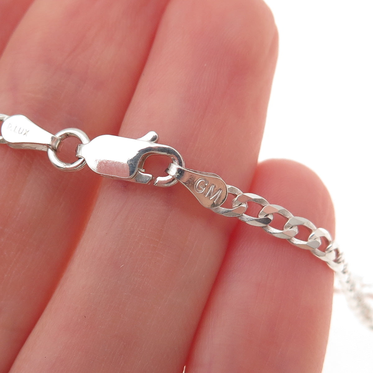P. Lux 925 Sterling Silver Vintage Italy Curb Chain Necklace 20"