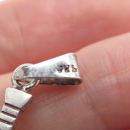 925 Sterling Silver Vintage Tennis Racket Oxidized Charm Pendant