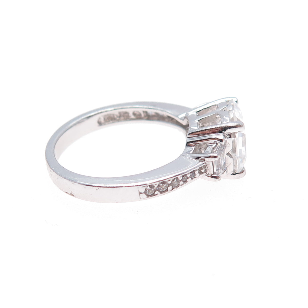 925 Sterling Silver Multi-Cut C Z Engagement Ring Size 7