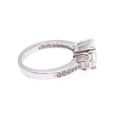 925 Sterling Silver Multi-Cut C Z Engagement Ring Size 7