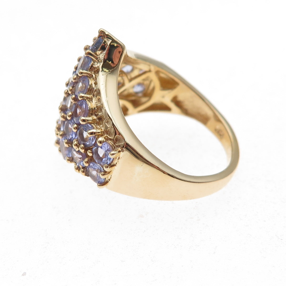 Chuck Clemency 925 Sterling Silver Gold Plated Real Tanzanite Ring Size 8