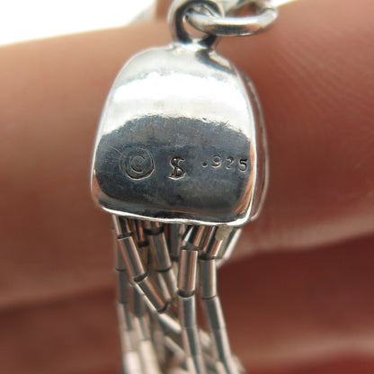 SHUBE 925 Sterling Silver Vintage Heart Multi-Strand Liquid Chain Bracelet 6.75"