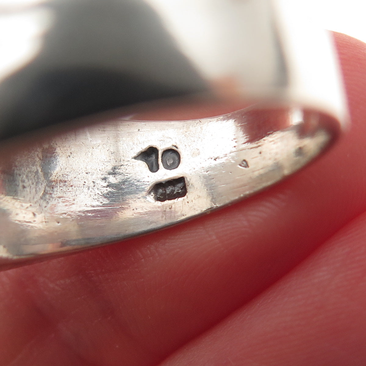 925 Sterling Silver Vintage Real Black Onyx Oxidized Ring Size 9.75