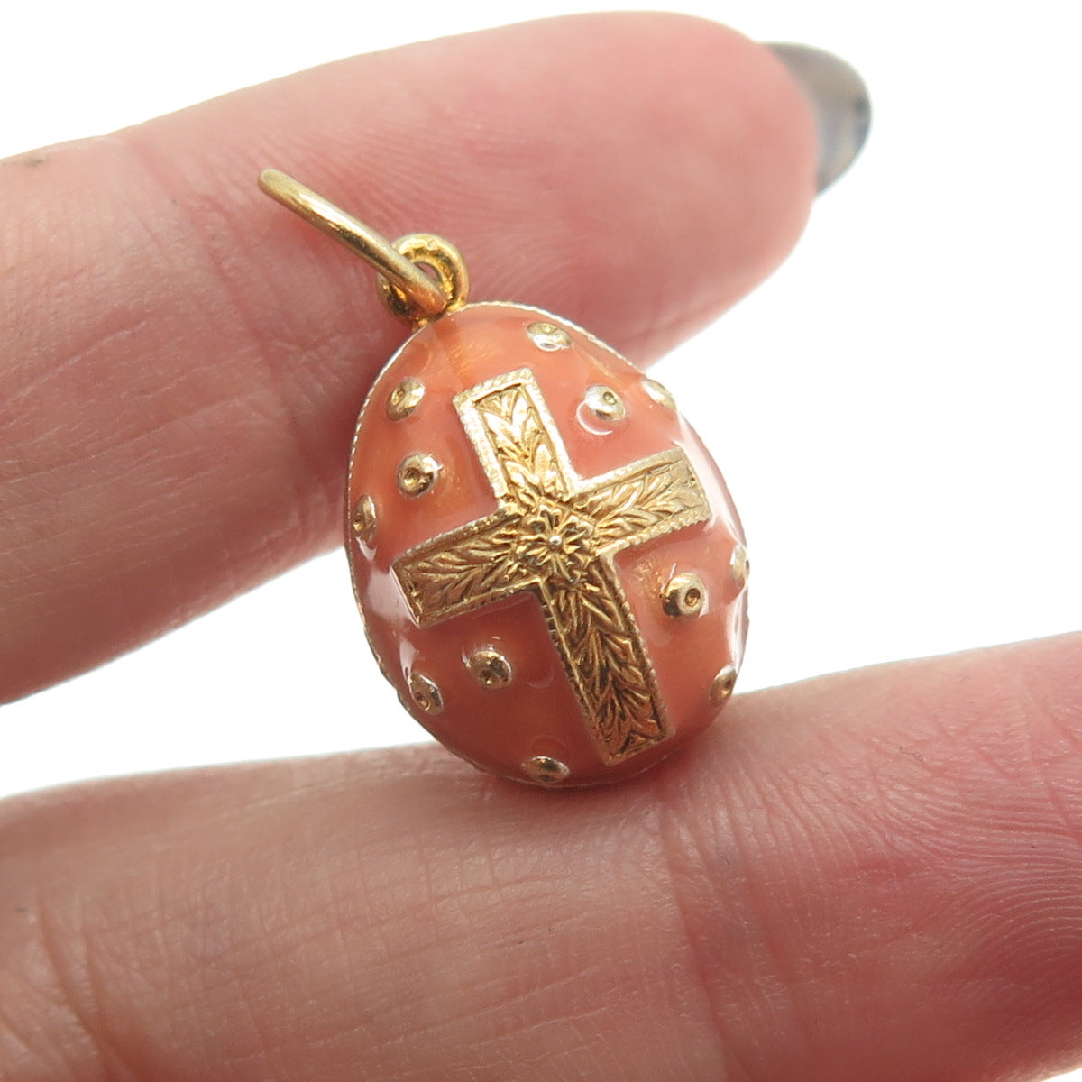 RAFKA Retired 925 Sterling Silver Vermeil Enamel Cross Easter Egg Charm Pendant