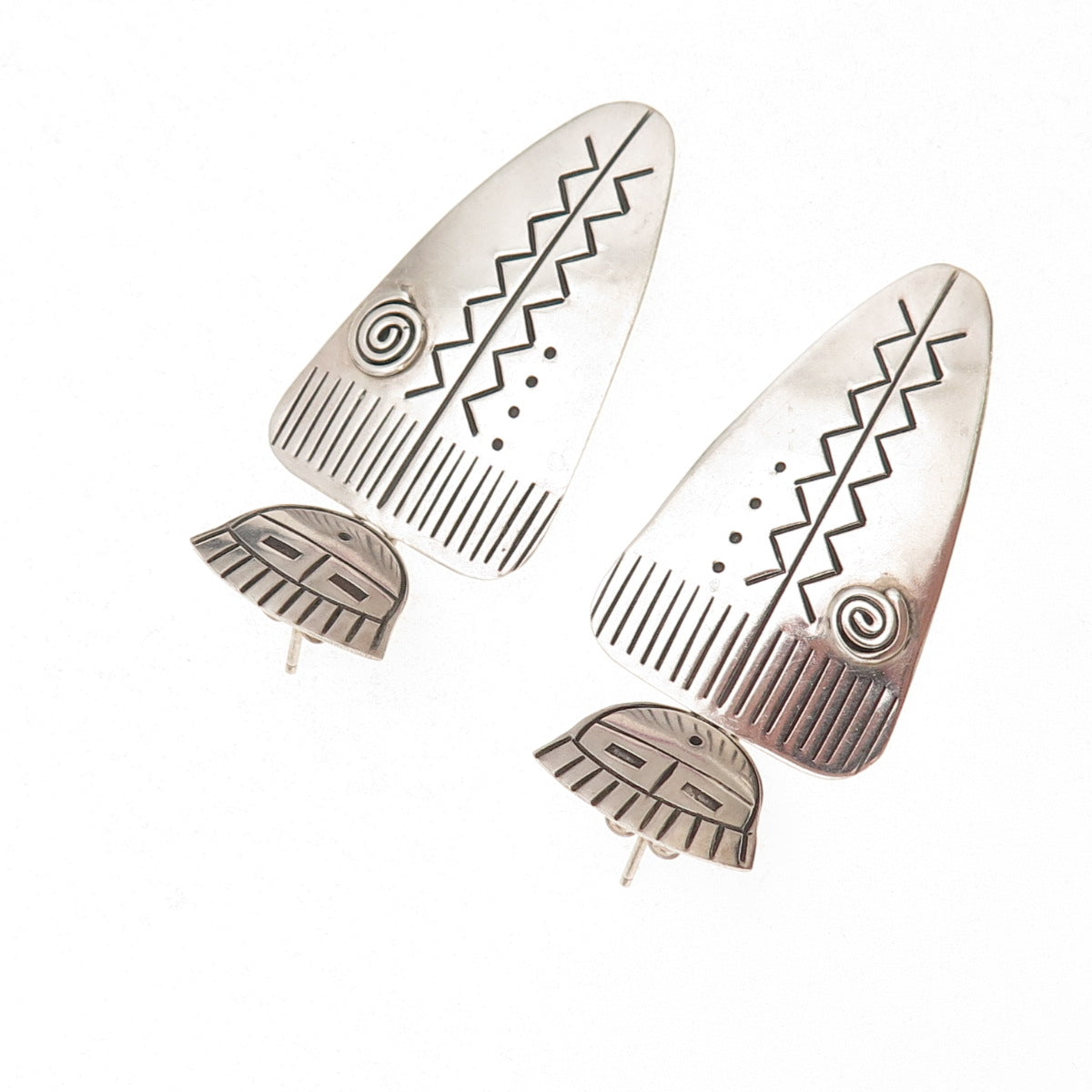 Old Pawn 925 Sterling Silver Vintage Southwestern Kachina Doll Dangle Earrings