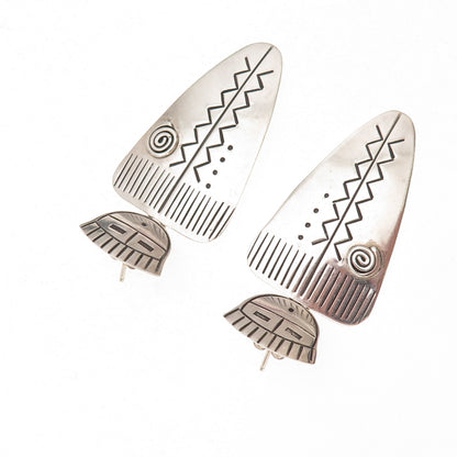 Old Pawn 925 Sterling Silver Vintage Southwestern Kachina Doll Dangle Earrings