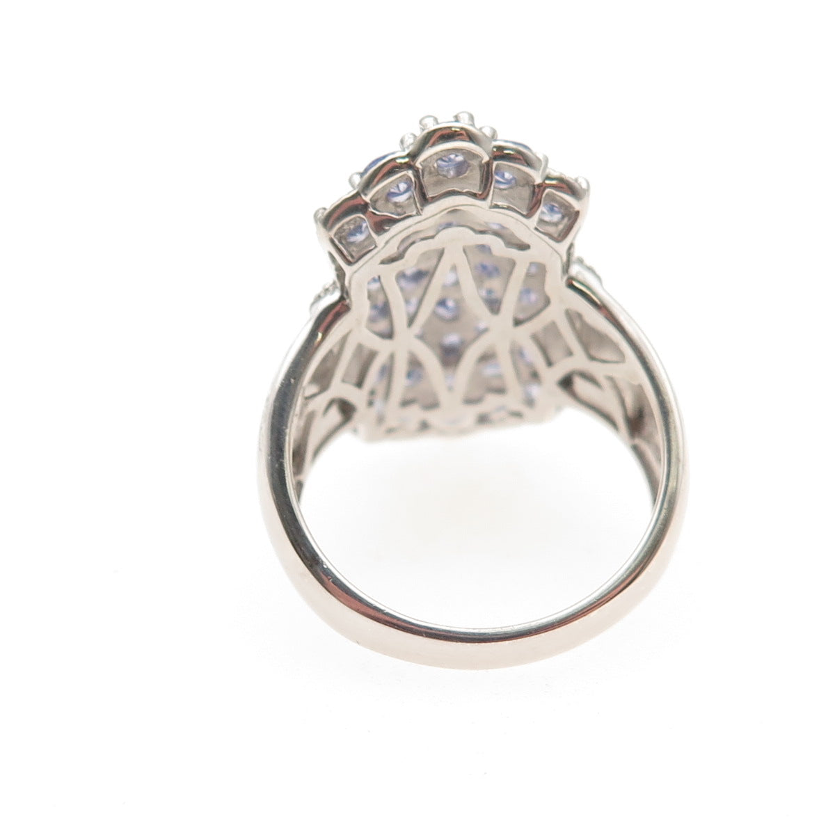 Chuck Clemency 925 Sterling Silver Real Tanzanite & White Topaz Ring Size 8.25