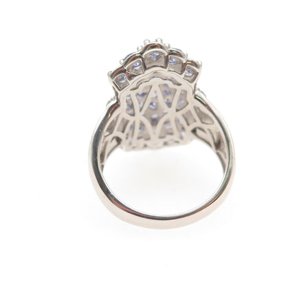 Chuck Clemency 925 Sterling Silver Real Tanzanite & White Topaz Ring Size 8.25