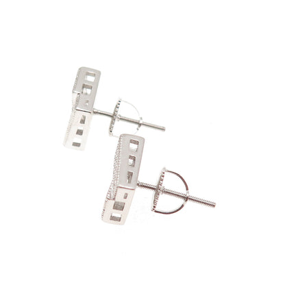 925 Sterling Silver Round-Cut C Z Stud Earrings