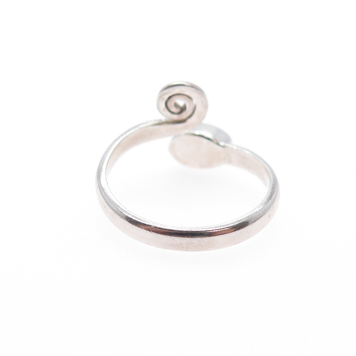 925 Sterling Silver Vintage Real Turquoise Spiral Adjustable Ring Size 5.75
