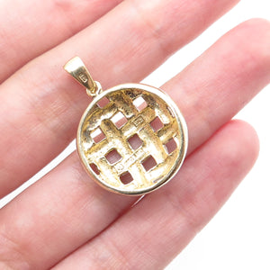 925 Sterling Silver 2-Tone Vintage Woven Charm Pendant