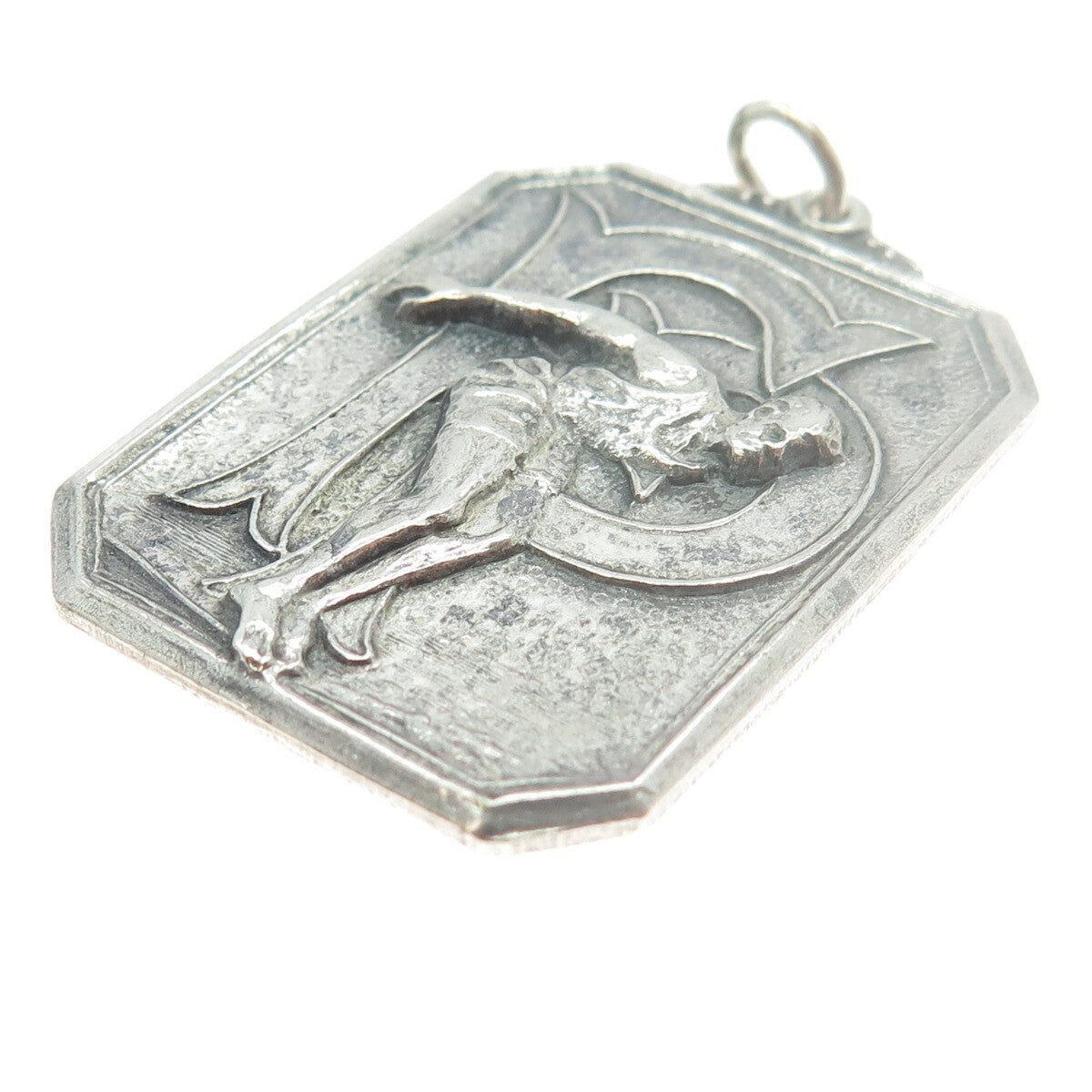 925 Sterling Silver Antique 1933 "50 YD Backstroke" Swimming Medal Pendant
