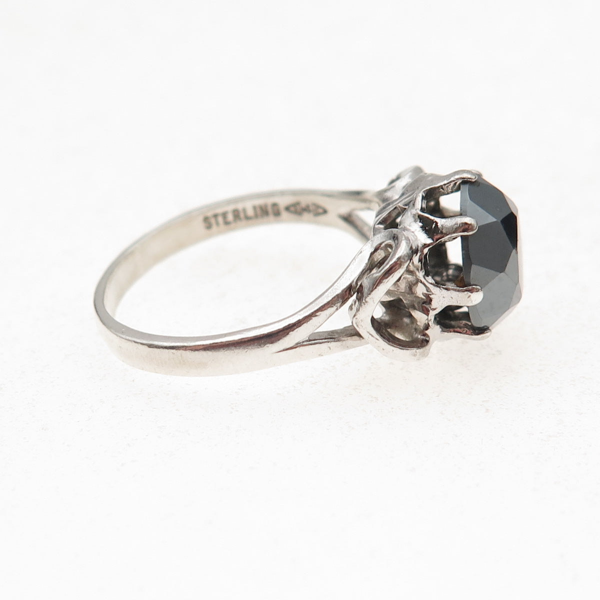 Clark & Coombs 925 Sterling Silver Antique Art Deco Real Hematite Ring Size 7.5