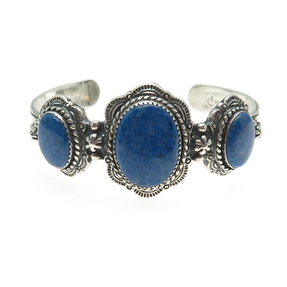 CAROLYN POLLACK Old Pawn Sterling Silver Vintage Lapis Adjustable Bracelet 6.5"